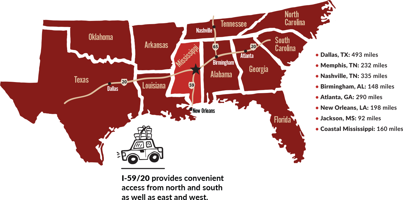 Map image showing car travel route